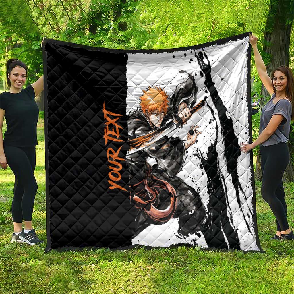Personalized Ichigo Kurosaki Quilt Ink Splash Anime Brush Style