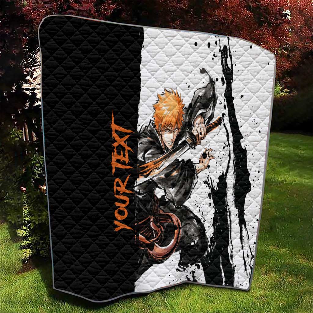 Personalized Ichigo Kurosaki Quilt Ink Splash Anime Brush Style