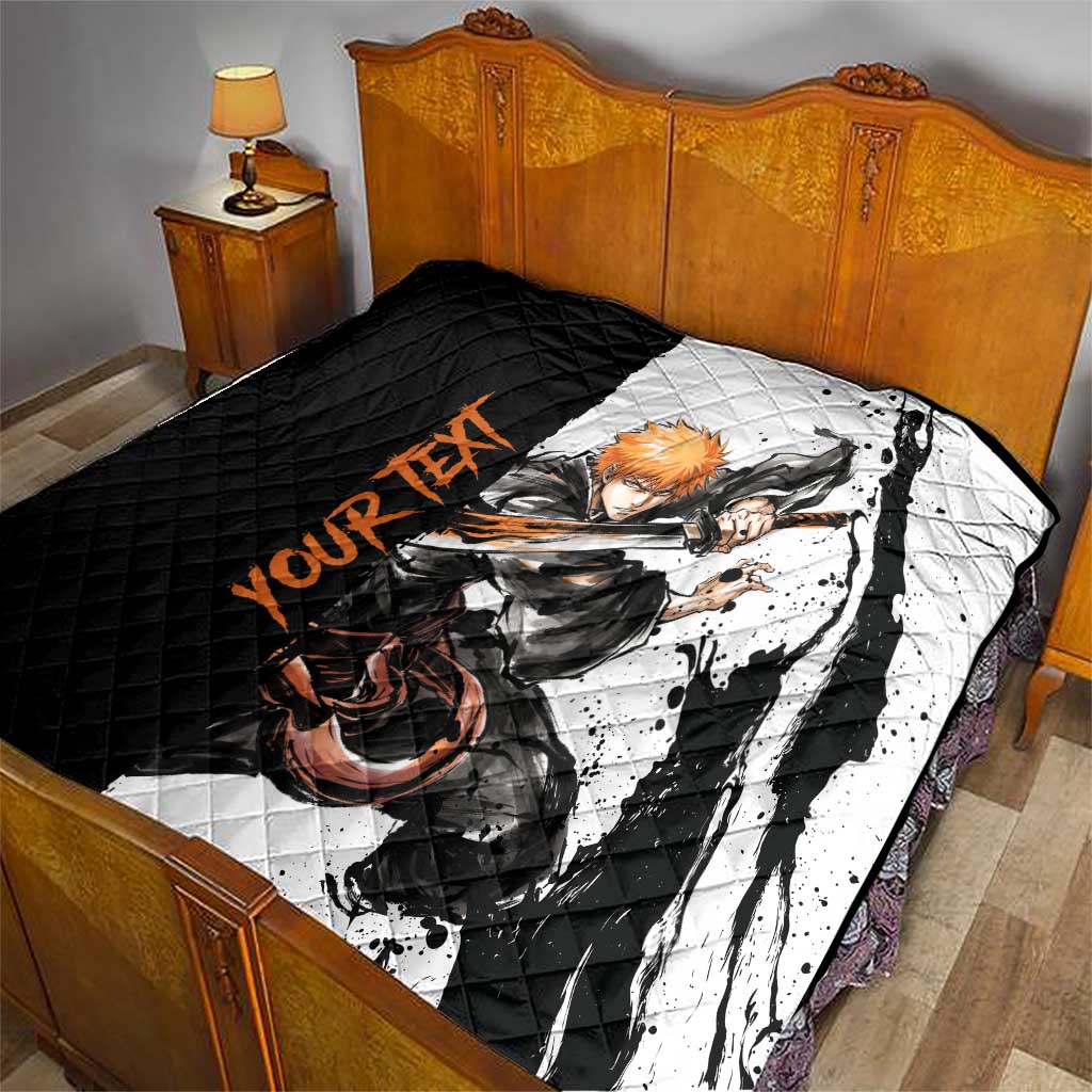 Personalized Ichigo Kurosaki Quilt Ink Splash Anime Brush Style