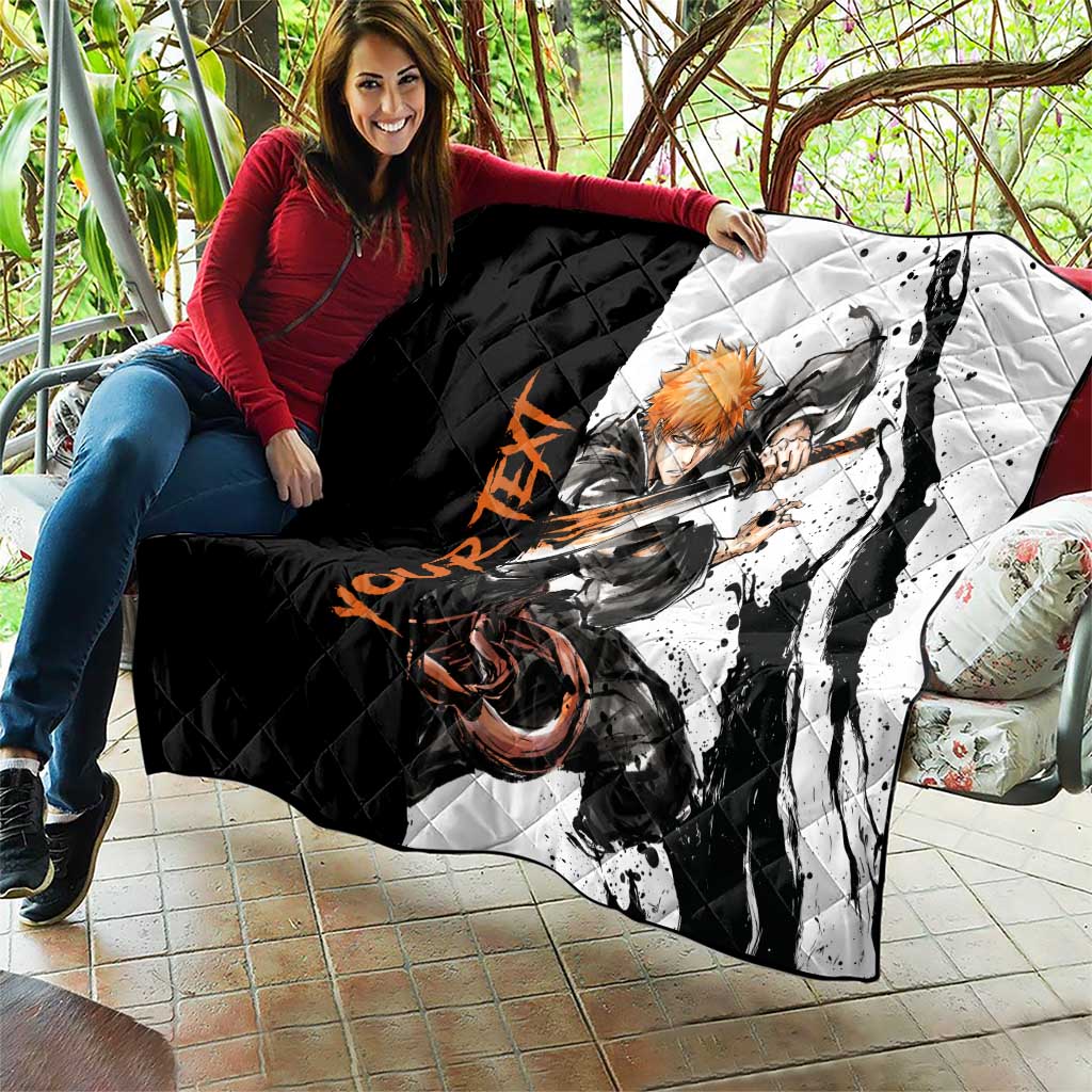 Personalized Ichigo Kurosaki Quilt Ink Splash Anime Brush Style