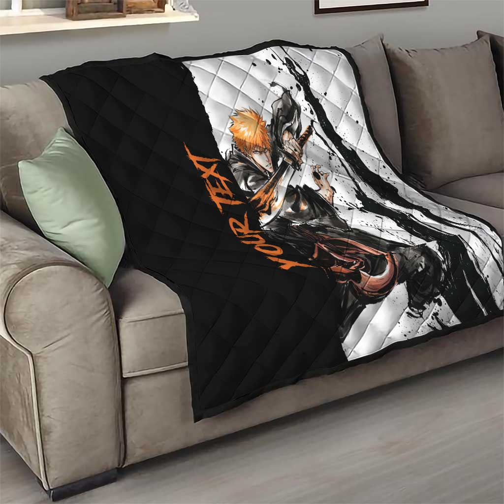 Personalized Ichigo Kurosaki Quilt Ink Splash Anime Brush Style