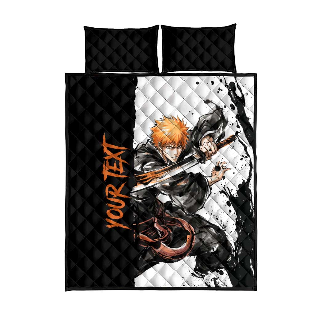 Personalized Ichigo Kurosaki Quilt Bed Set Ink Splash Anime Brush Style
