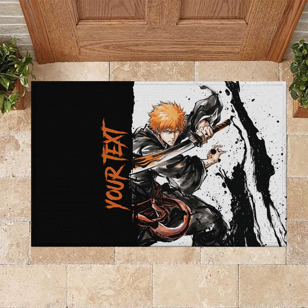 Personalized Ichigo Kurosaki Rubber Doormat Ink Splash Anime Brush Style