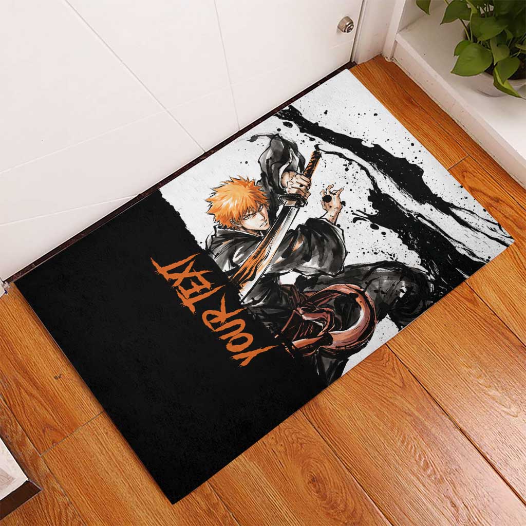 Personalized Ichigo Kurosaki Rubber Doormat Ink Splash Anime Brush Style