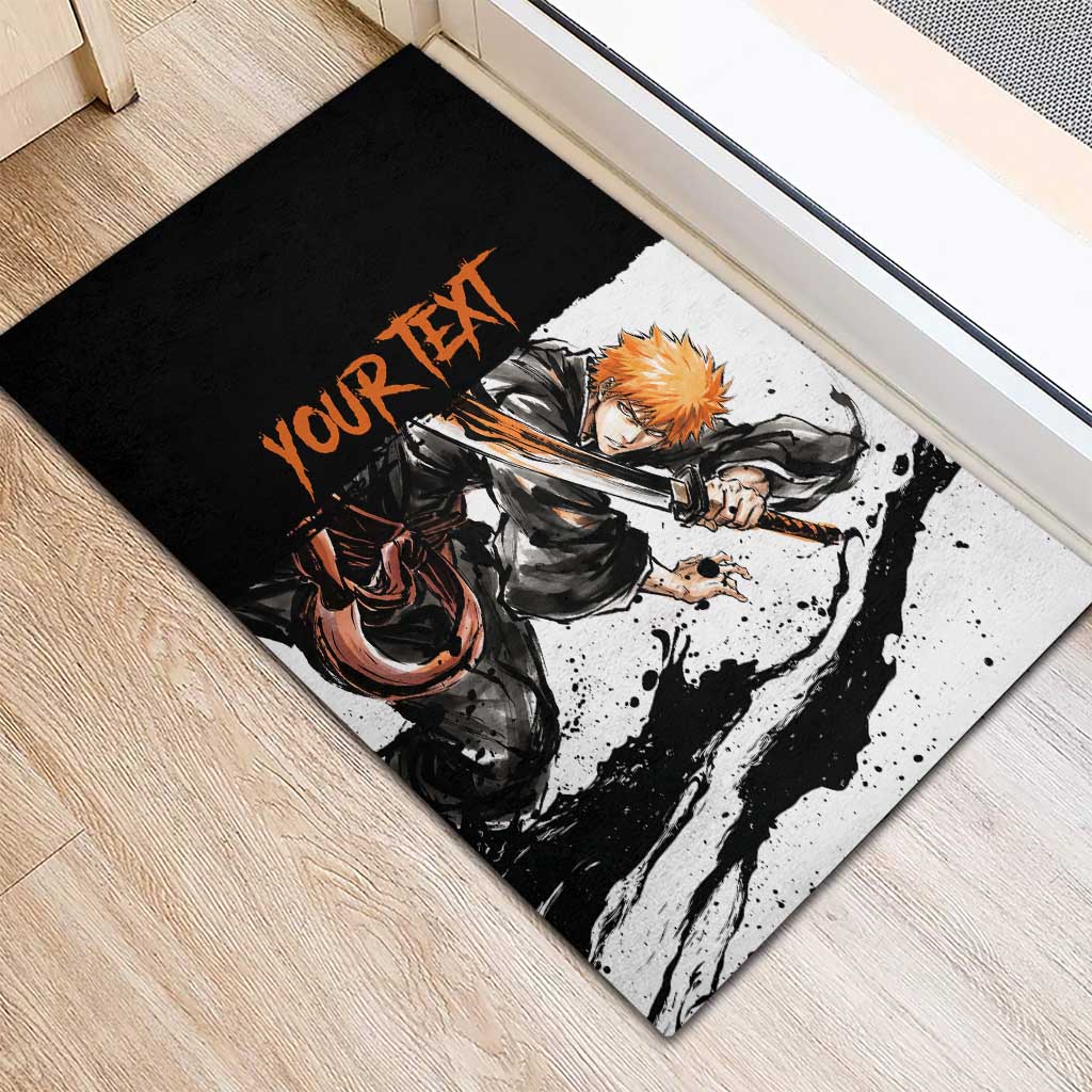 Personalized Ichigo Kurosaki Rubber Doormat Ink Splash Anime Brush Style