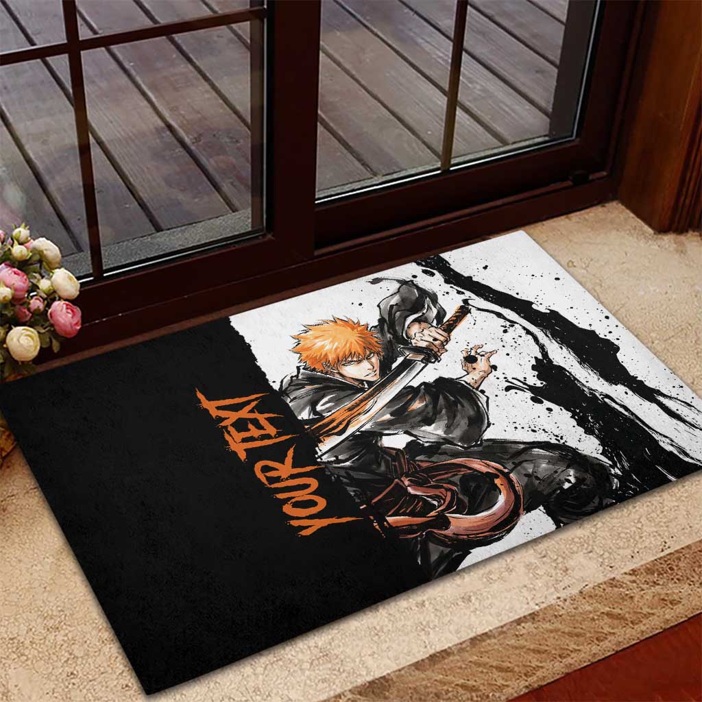 Personalized Ichigo Kurosaki Rubber Doormat Ink Splash Anime Brush Style