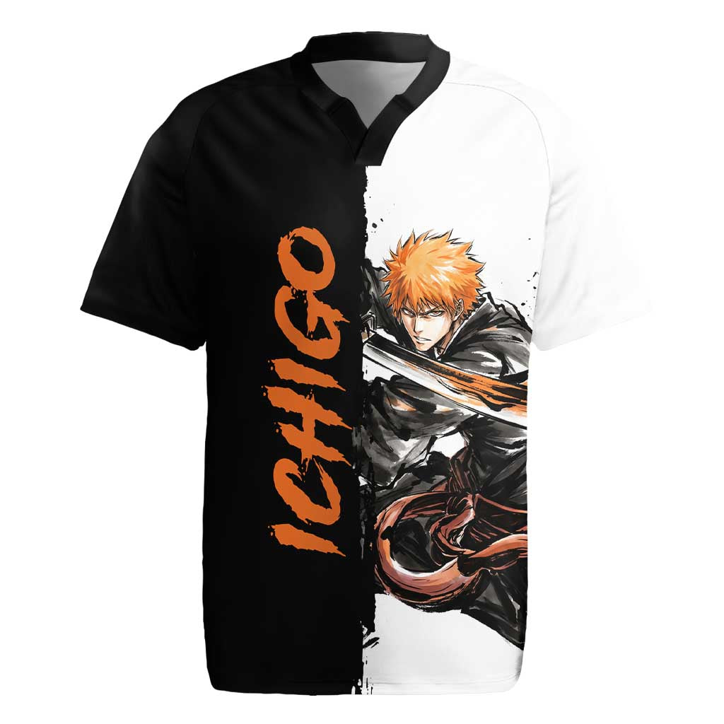 Personalized Ichigo Kurosaki Rugby Jersey Ink Splash Anime Brush Style