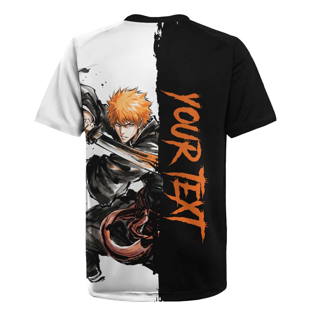 Personalized Ichigo Kurosaki Rugby Jersey Ink Splash Anime Brush Style