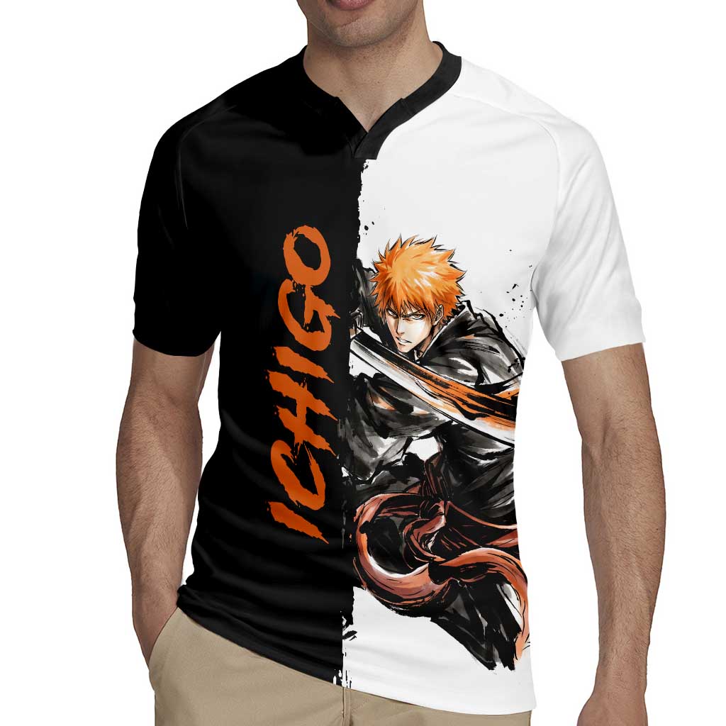 Personalized Ichigo Kurosaki Rugby Jersey Ink Splash Anime Brush Style
