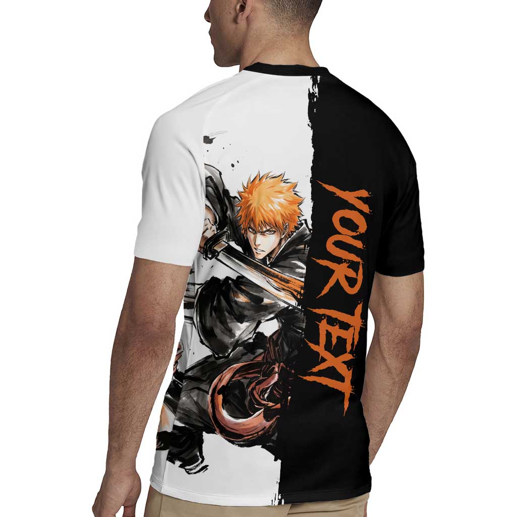 Personalized Ichigo Kurosaki Rugby Jersey Ink Splash Anime Brush Style
