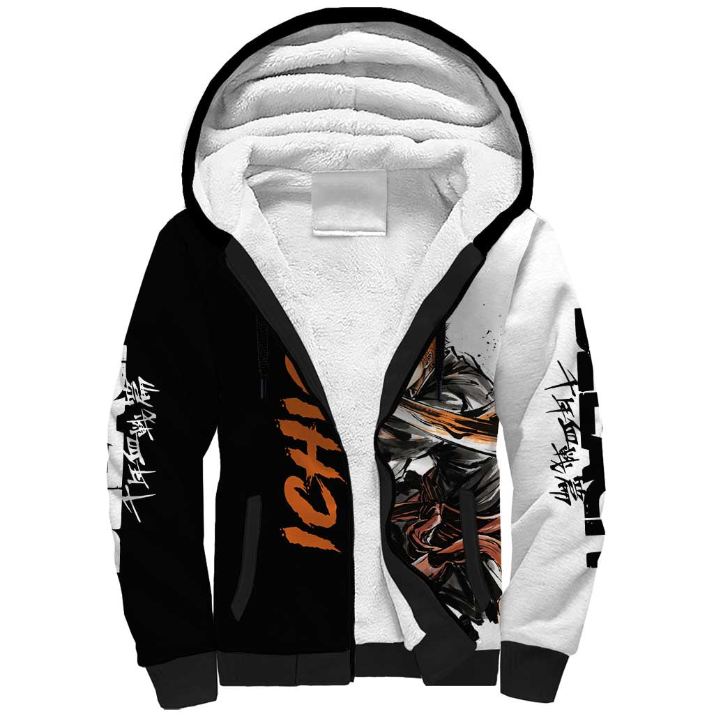 Personalized Ichigo Kurosaki Sherpa Hoodie Ink Splash Anime Brush Style