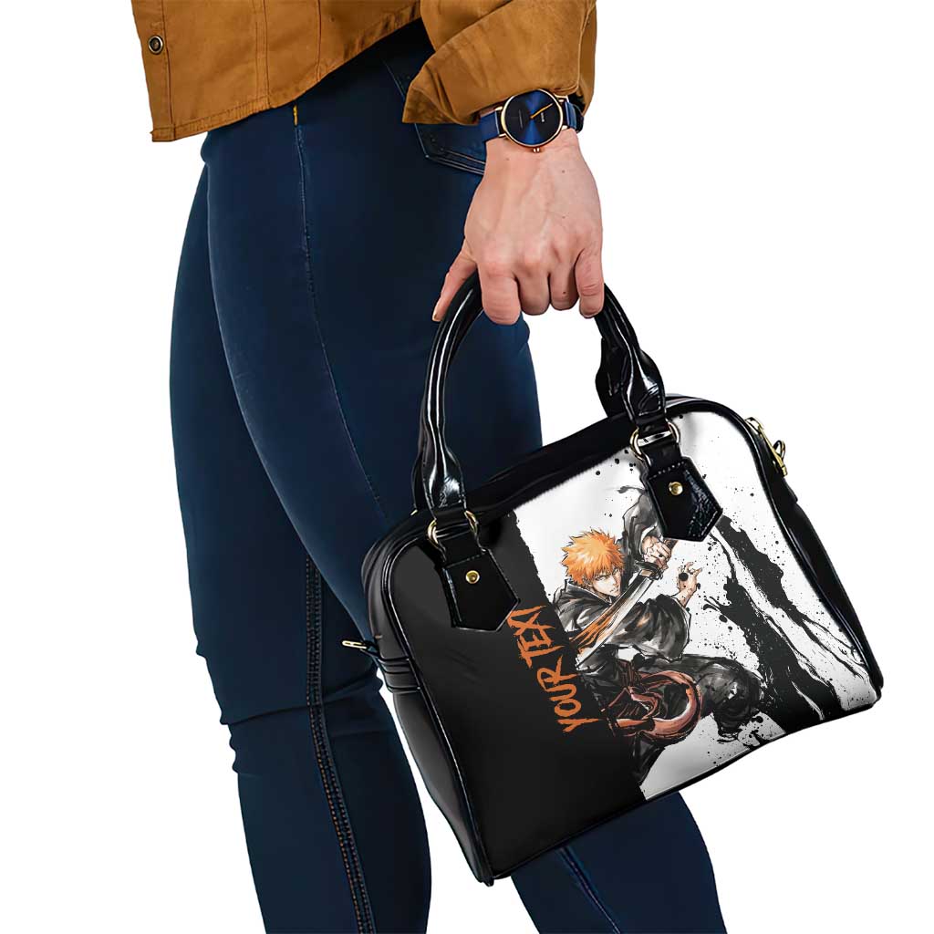 Personalized Ichigo Kurosaki Shoulder Handbag Ink Splash Anime Brush Style