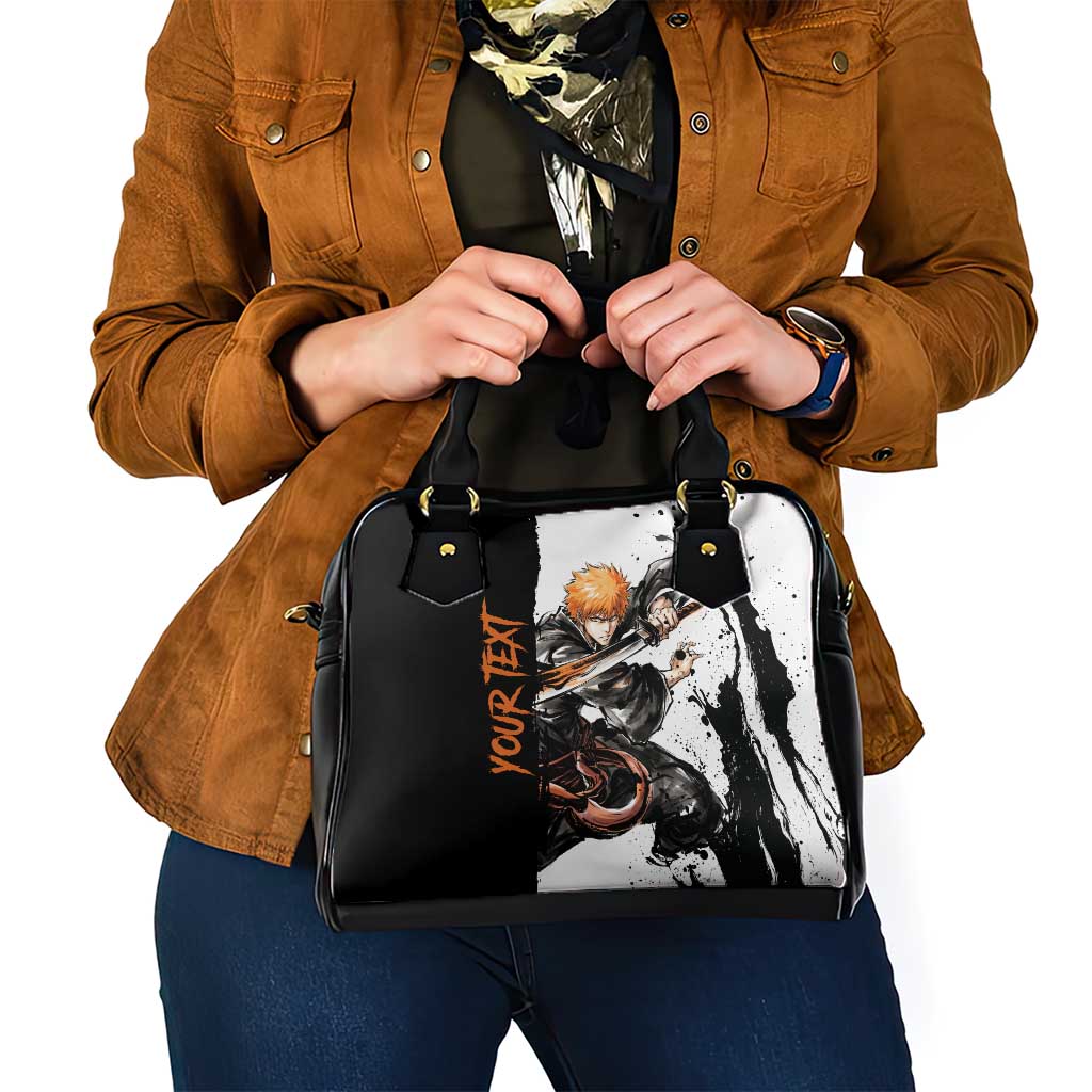 Personalized Ichigo Kurosaki Shoulder Handbag Ink Splash Anime Brush Style