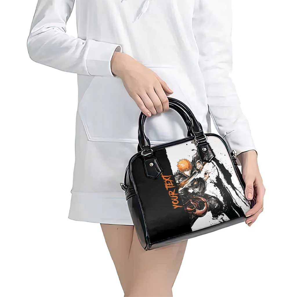 Personalized Ichigo Kurosaki Shoulder Handbag Ink Splash Anime Brush Style
