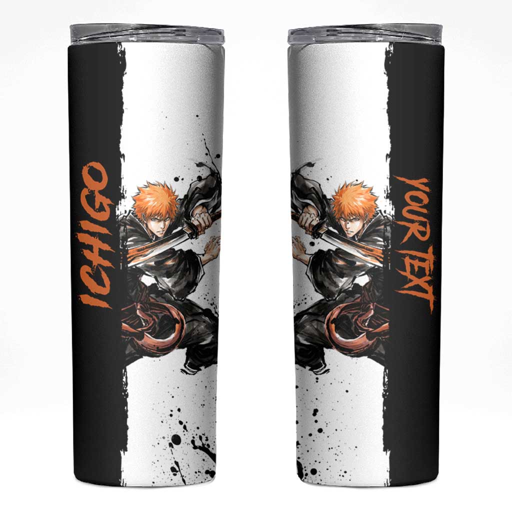 Personalized Ichigo Kurosaki Skinny Tumbler Ink Splash Anime Brush Style