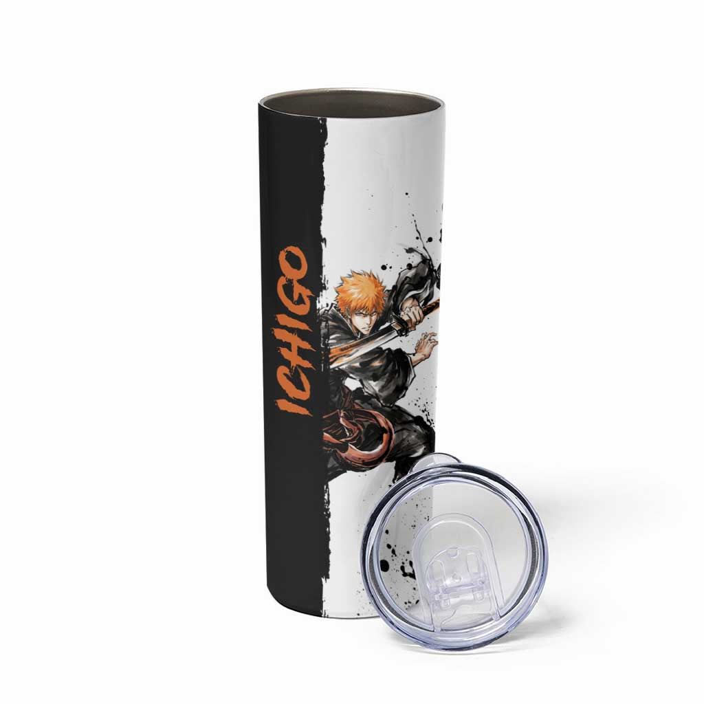 Personalized Ichigo Kurosaki Skinny Tumbler Ink Splash Anime Brush Style