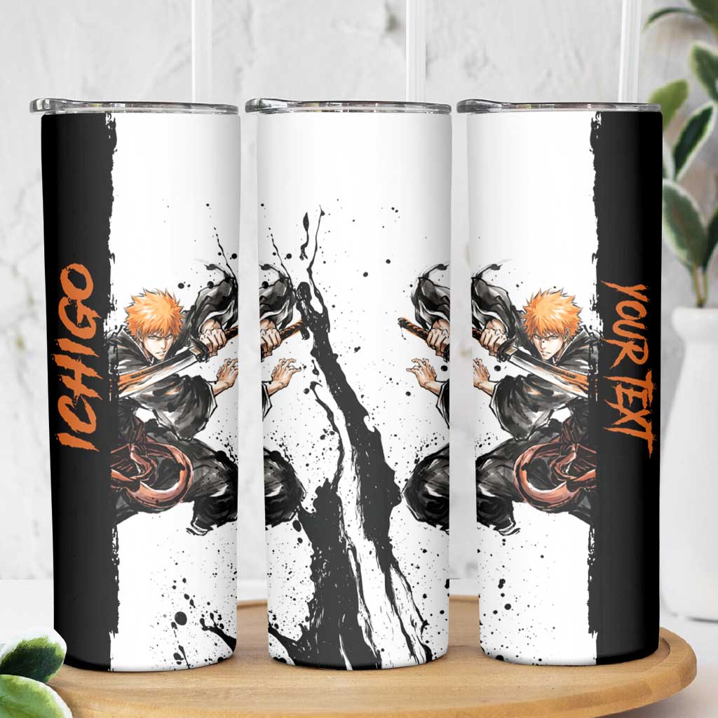 Personalized Ichigo Kurosaki Skinny Tumbler Ink Splash Anime Brush Style