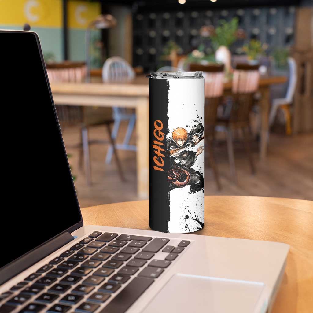 Personalized Ichigo Kurosaki Skinny Tumbler Ink Splash Anime Brush Style