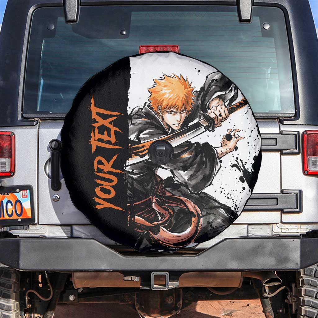 Personalized Ichigo Kurosaki Spare Tire Cover Ink Splash Anime Brush Style