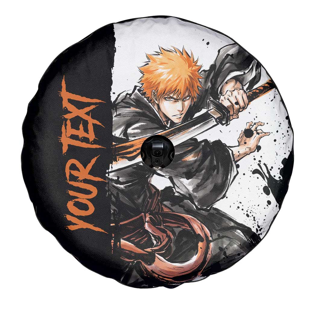Personalized Ichigo Kurosaki Spare Tire Cover Ink Splash Anime Brush Style