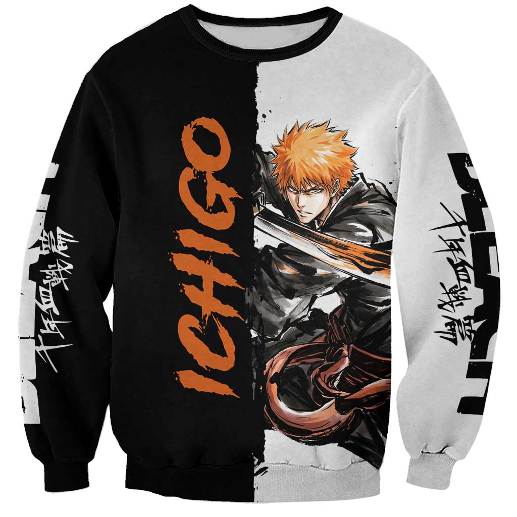 Personalized Ichigo Kurosaki Sweatshirt Ink Splash Anime Brush Style
