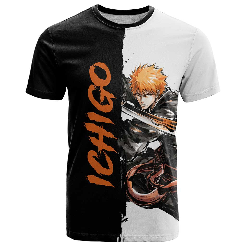 Personalized Ichigo Kurosaki T Shirt Ink Splash Anime Brush Style