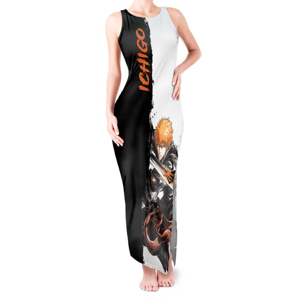 Personalized Ichigo Kurosaki Tank Maxi Dress Ink Splash Anime Brush Style