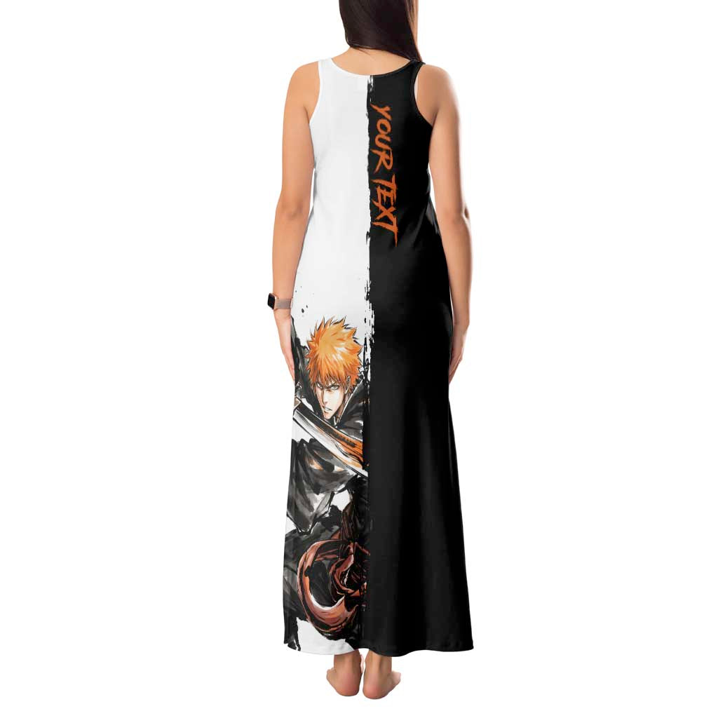 Personalized Ichigo Kurosaki Tank Maxi Dress Ink Splash Anime Brush Style