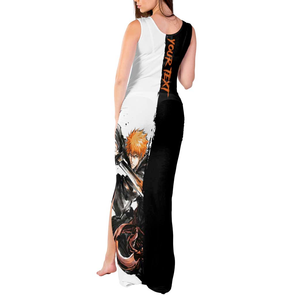 Personalized Ichigo Kurosaki Tank Maxi Dress Ink Splash Anime Brush Style