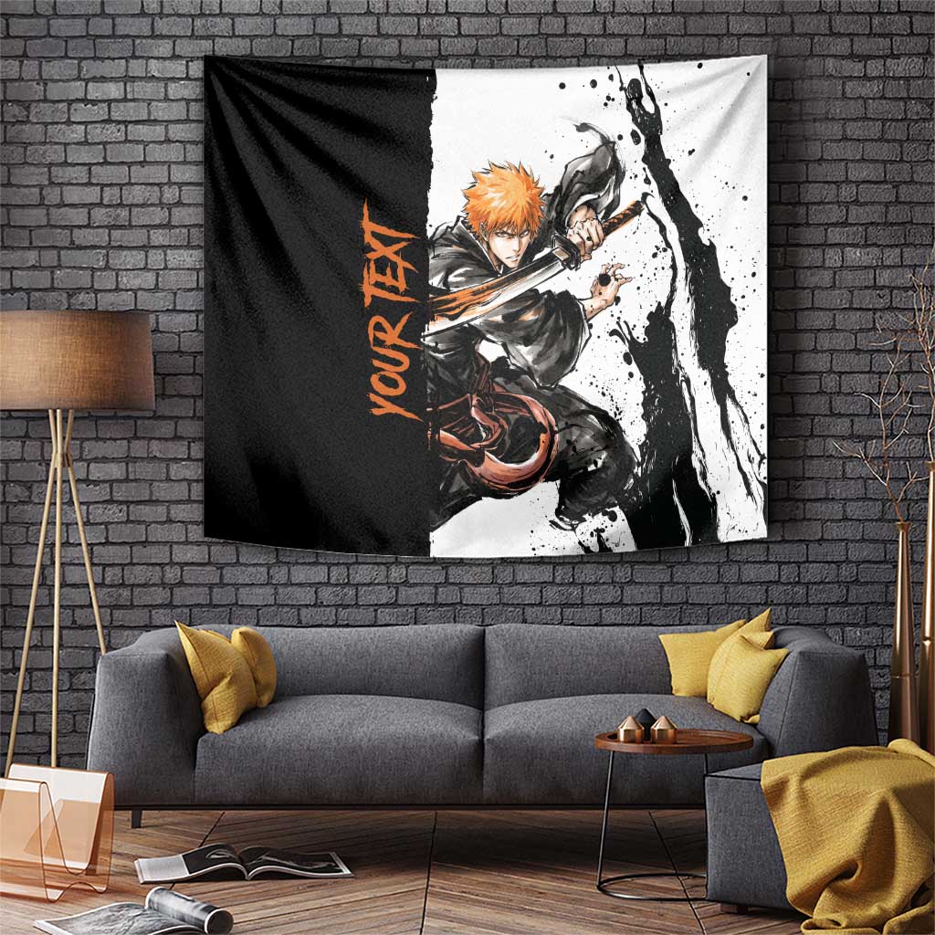 Personalized Ichigo Kurosaki Tapestry Ink Splash Anime Brush Style
