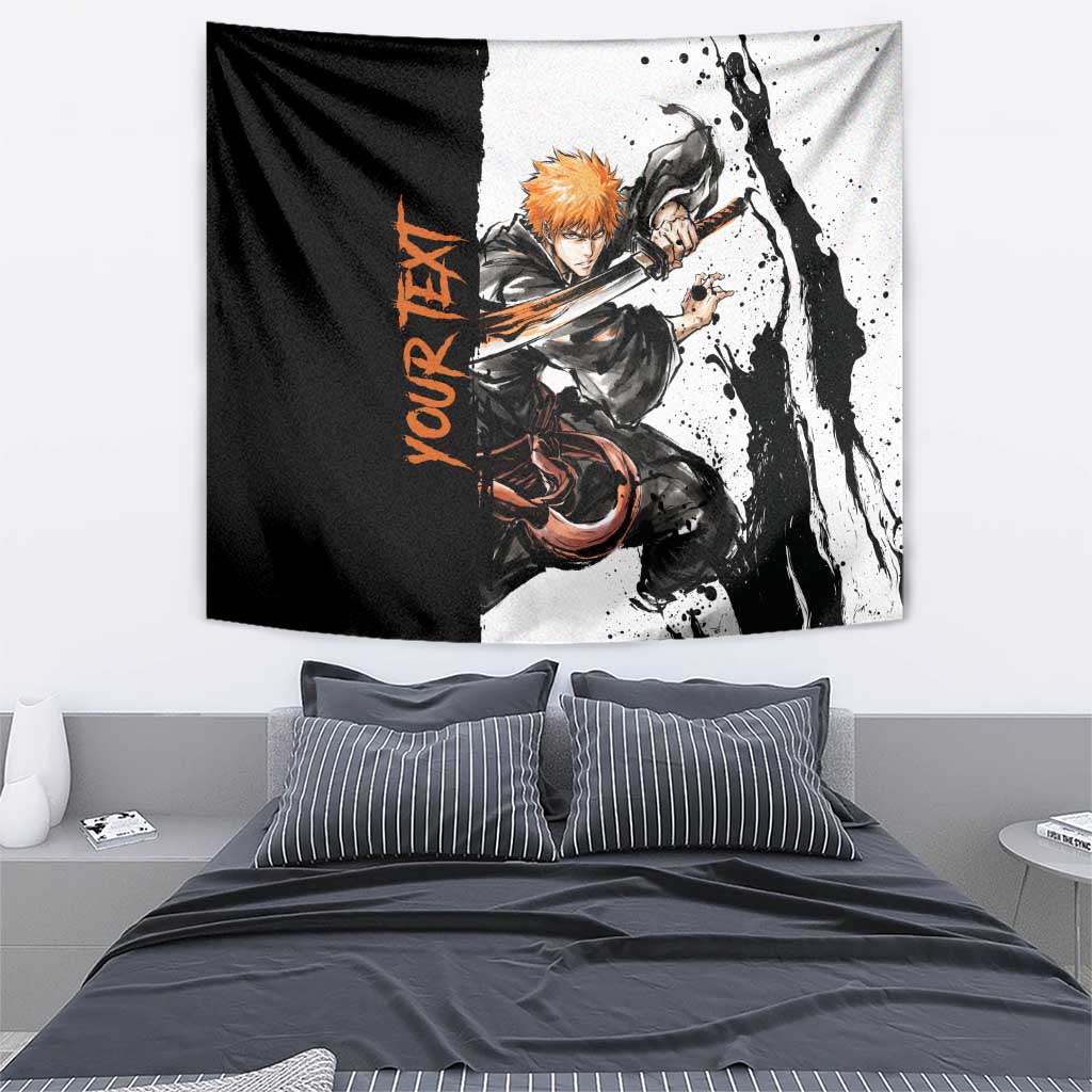 Personalized Ichigo Kurosaki Tapestry Ink Splash Anime Brush Style