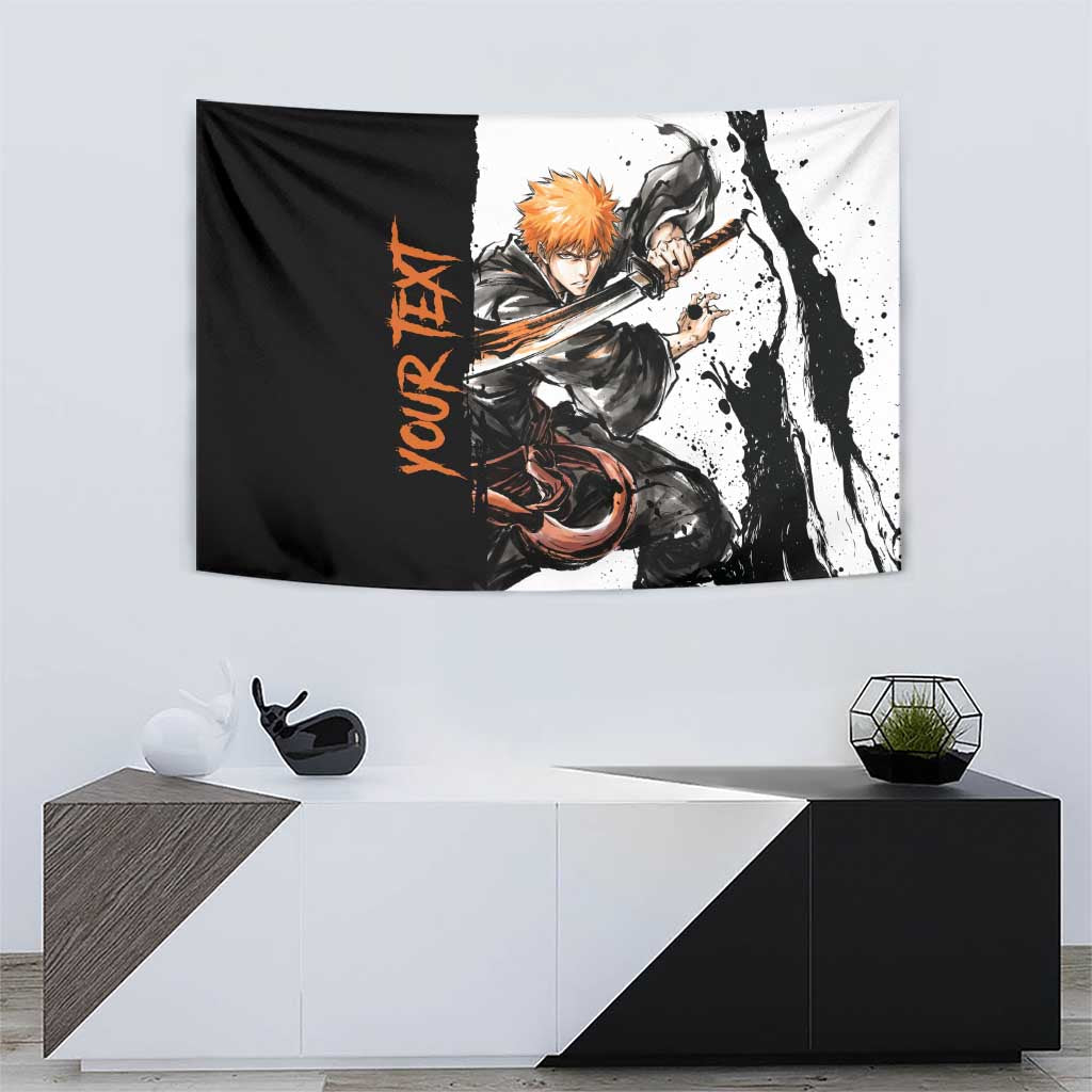 Personalized Ichigo Kurosaki Tapestry Ink Splash Anime Brush Style