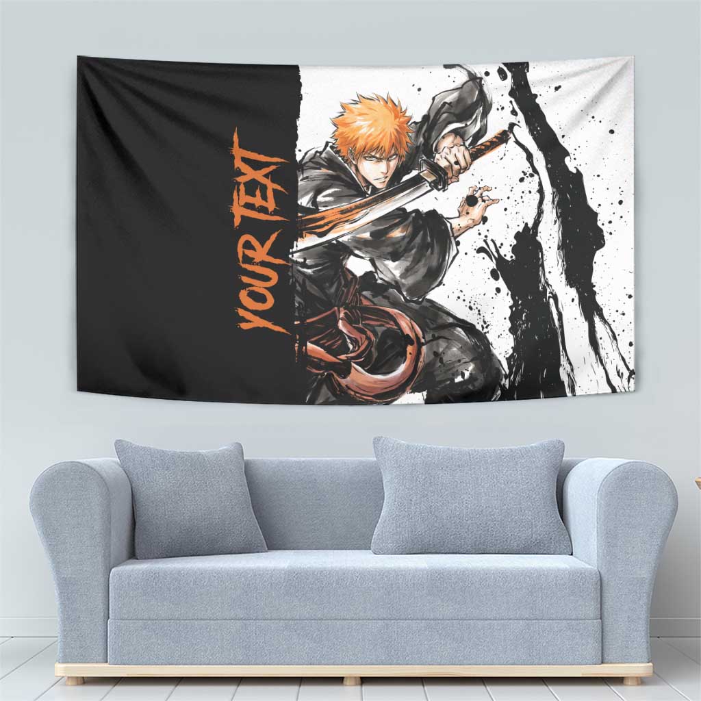 Personalized Ichigo Kurosaki Tapestry Ink Splash Anime Brush Style