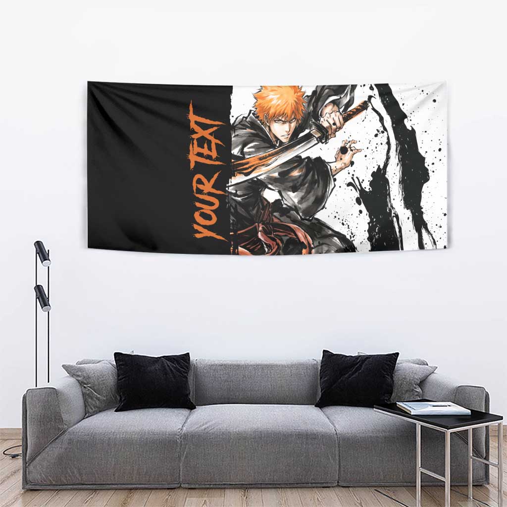 Personalized Ichigo Kurosaki Tapestry Ink Splash Anime Brush Style