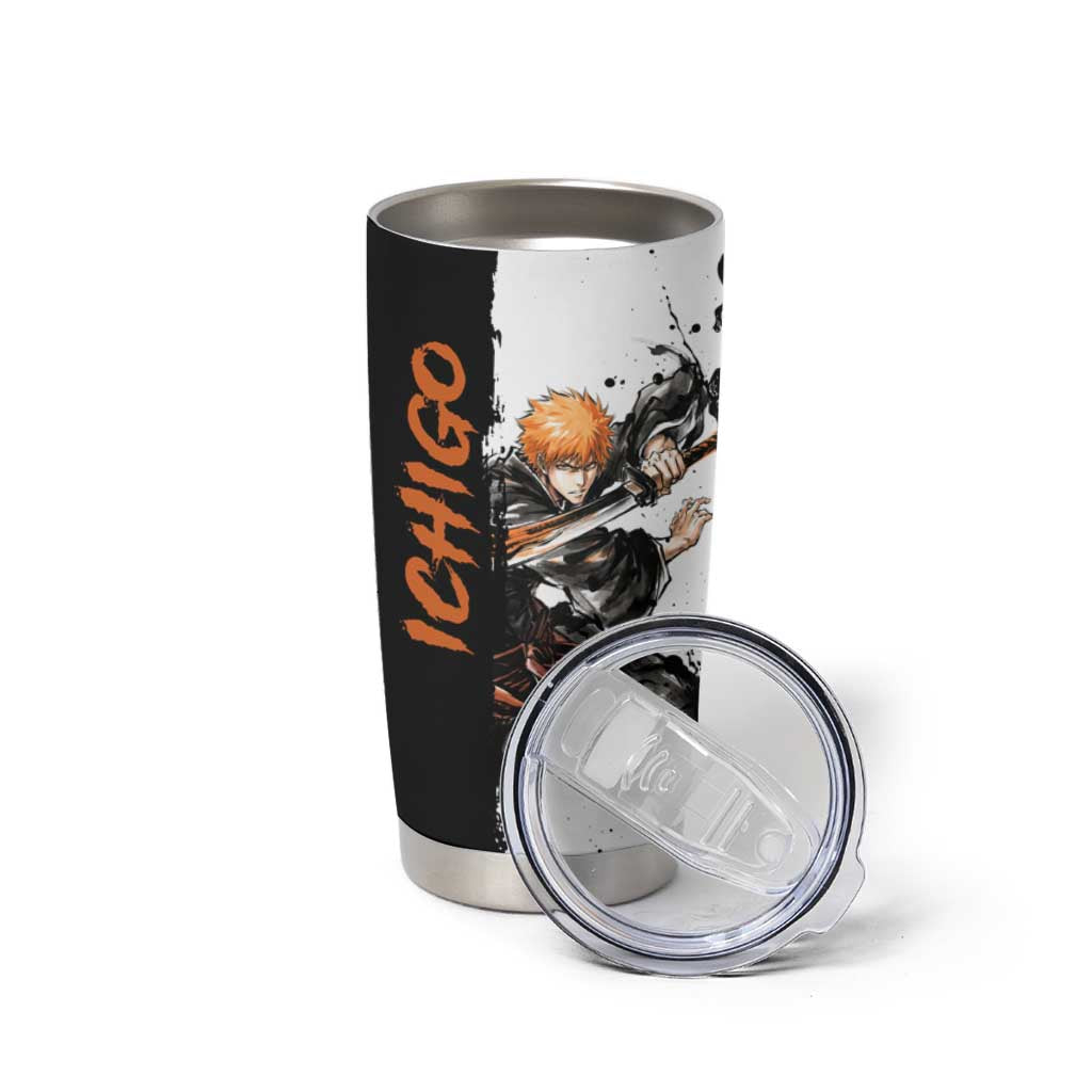 Personalized Ichigo Kurosaki Tumbler Cup Ink Splash Anime Brush Style