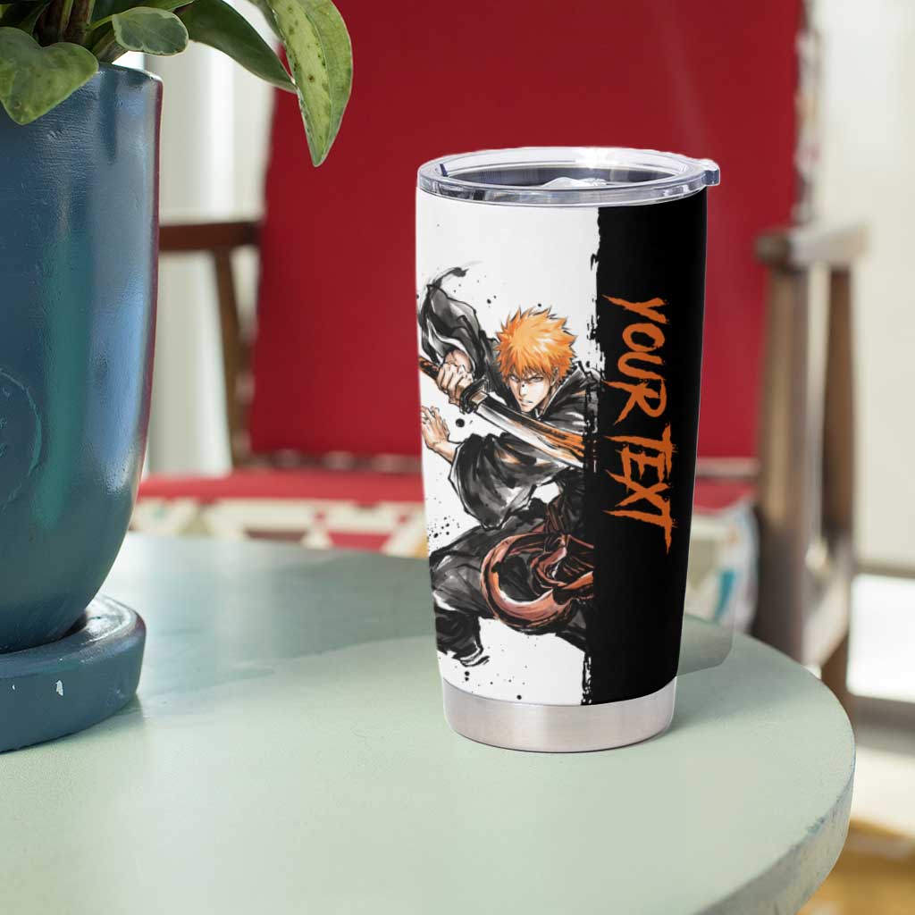 Personalized Ichigo Kurosaki Tumbler Cup Ink Splash Anime Brush Style