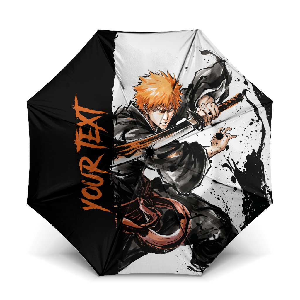 Personalized Ichigo Kurosaki Umbrella Ink Splash Anime Brush Style