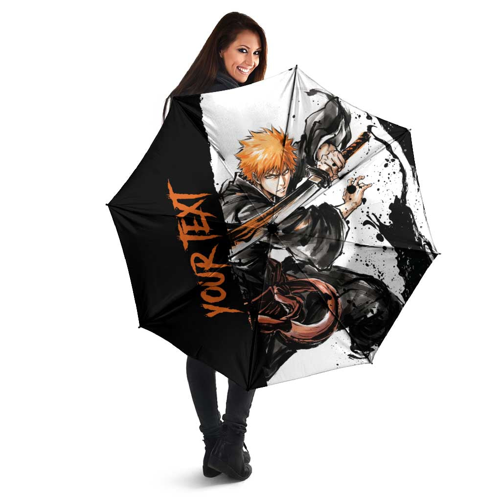 Personalized Ichigo Kurosaki Umbrella Ink Splash Anime Brush Style