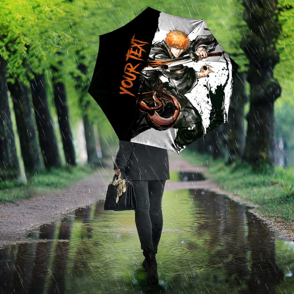 Personalized Ichigo Kurosaki Umbrella Ink Splash Anime Brush Style