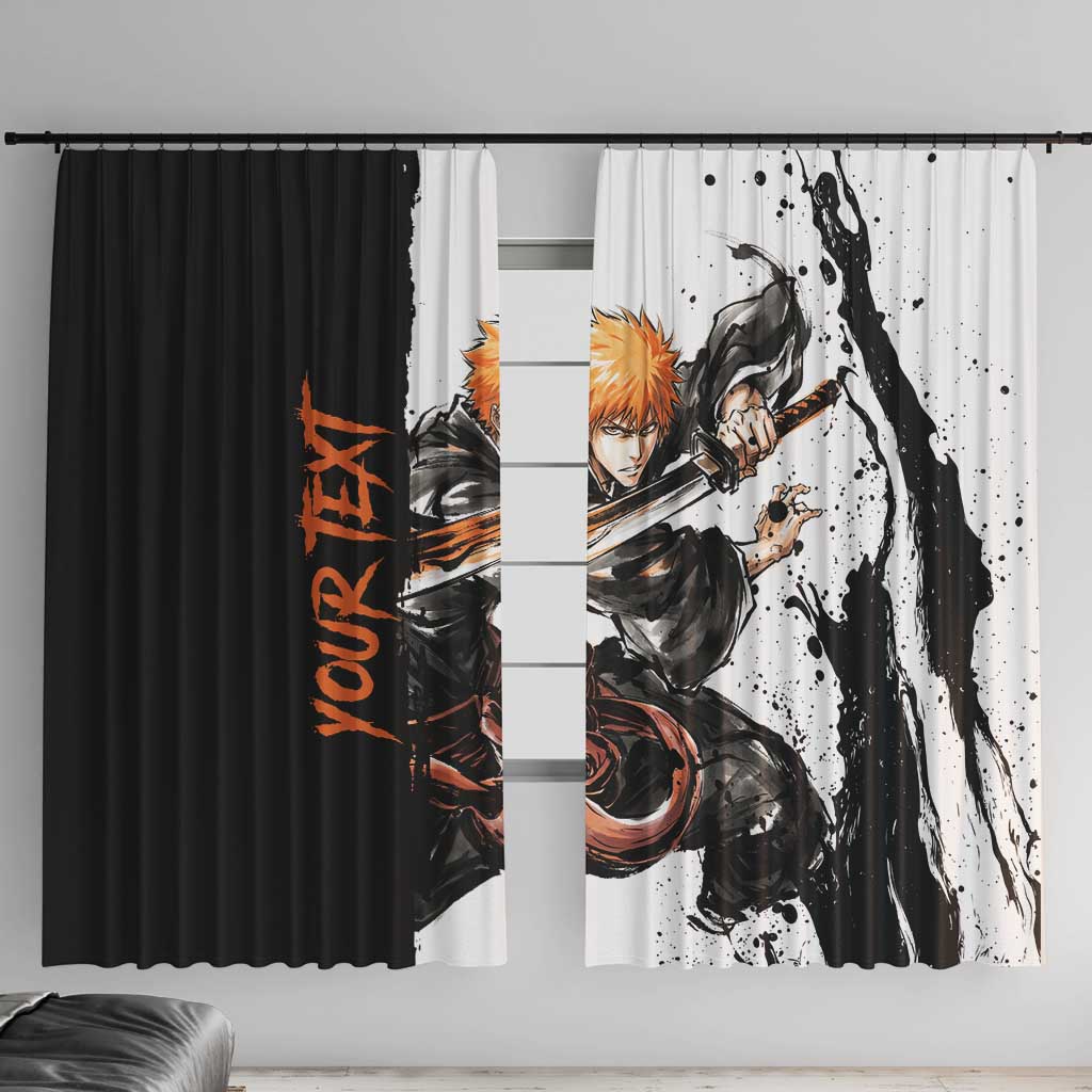 Personalized Ichigo Kurosaki Window Curtain Ink Splash Anime Brush Style