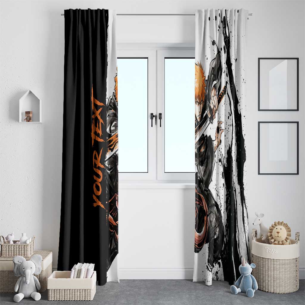 Personalized Ichigo Kurosaki Window Curtain Ink Splash Anime Brush Style