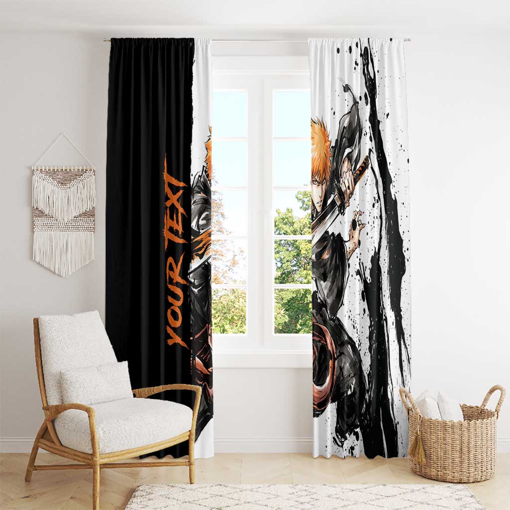 Personalized Ichigo Kurosaki Window Curtain Ink Splash Anime Brush Style