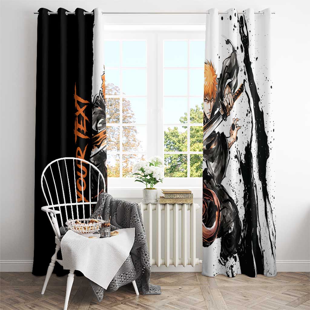 Personalized Ichigo Kurosaki Window Curtain Ink Splash Anime Brush Style