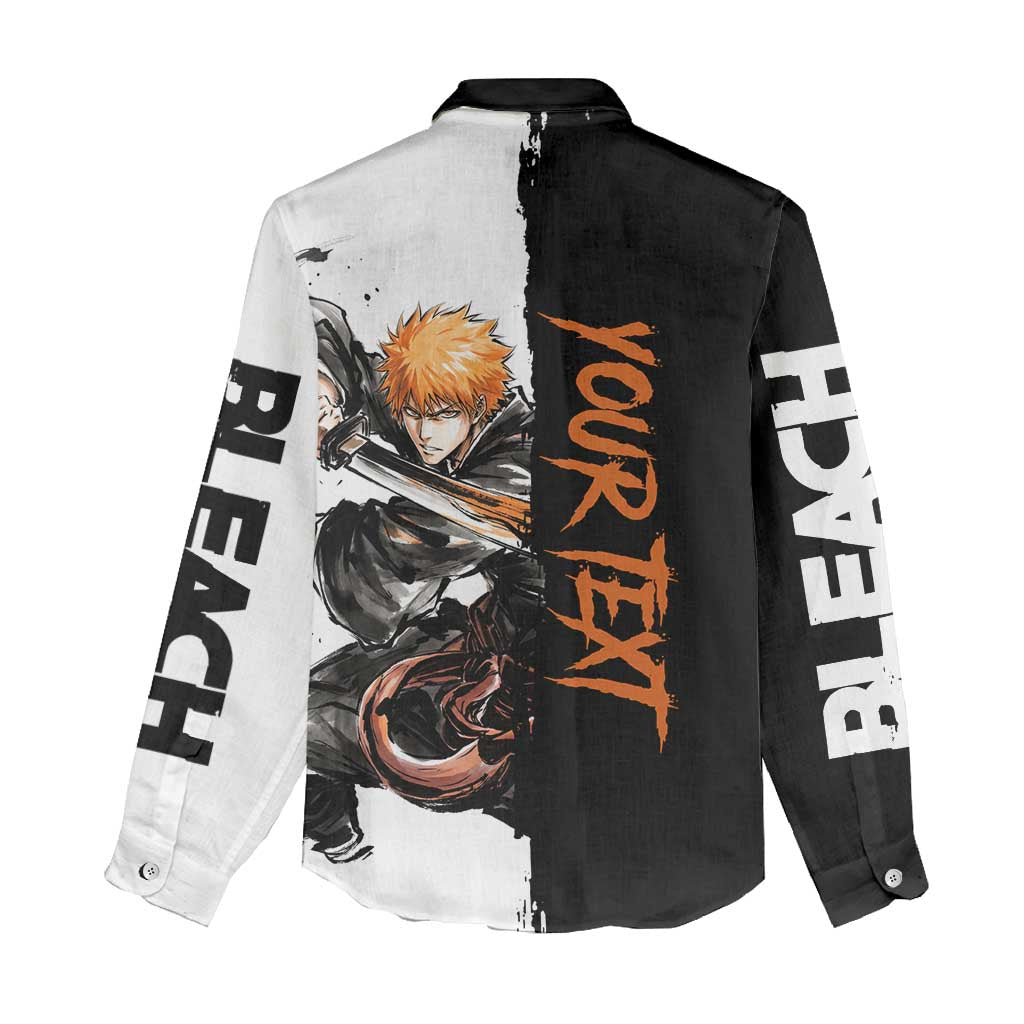 Personalized Ichigo Kurosaki Women Casual Shirt Ink Splash Anime Brush Style