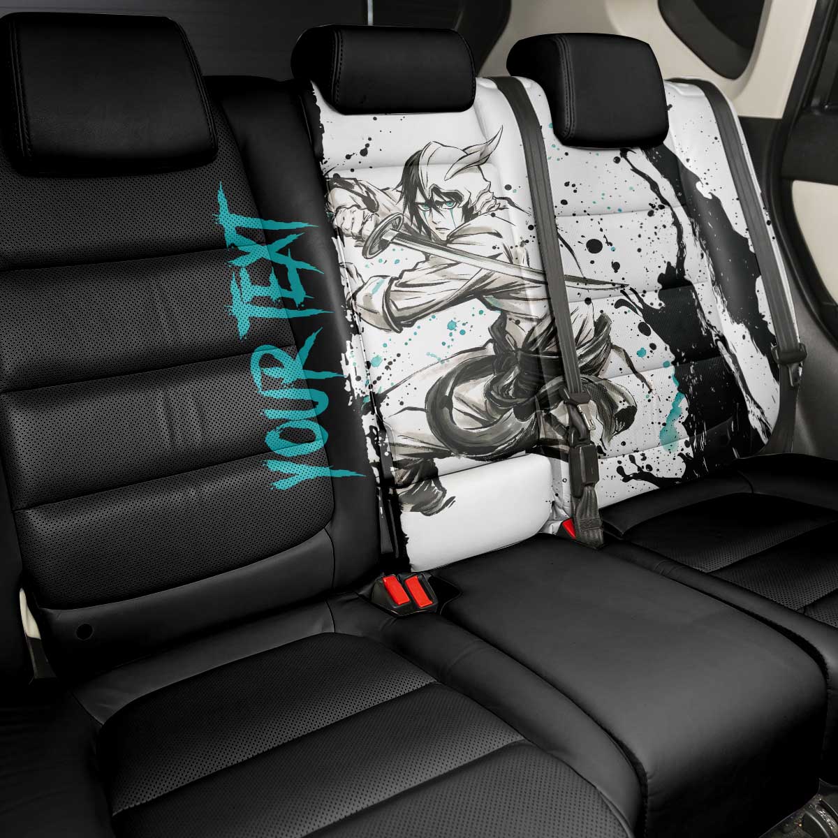 Personalized Ulquiorra Cifer Back Car Seat Cover Ink Splash Anime Brush Style
