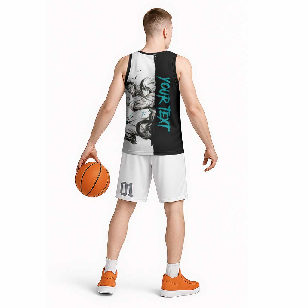 Personalized Ulquiorra Cifer Basketball Jersey Ink Splash Anime Brush Style