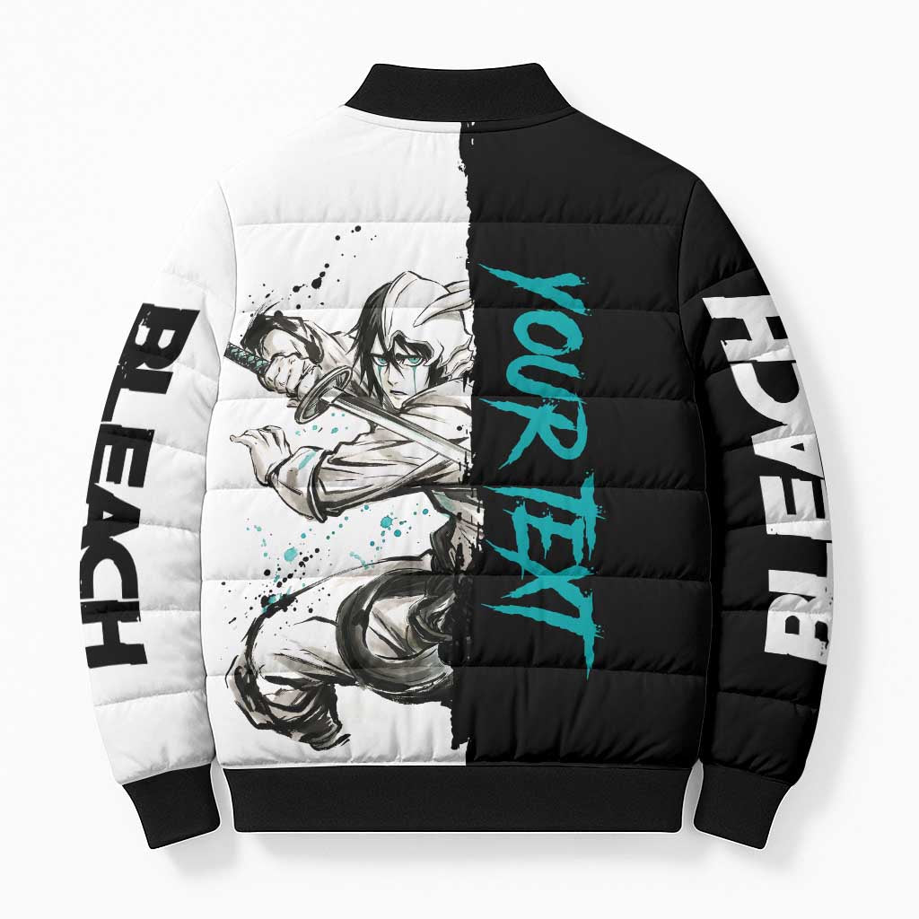 Personalized Ulquiorra Cifer Bomber Puffer Jacket Ink Splash Anime Brush Style