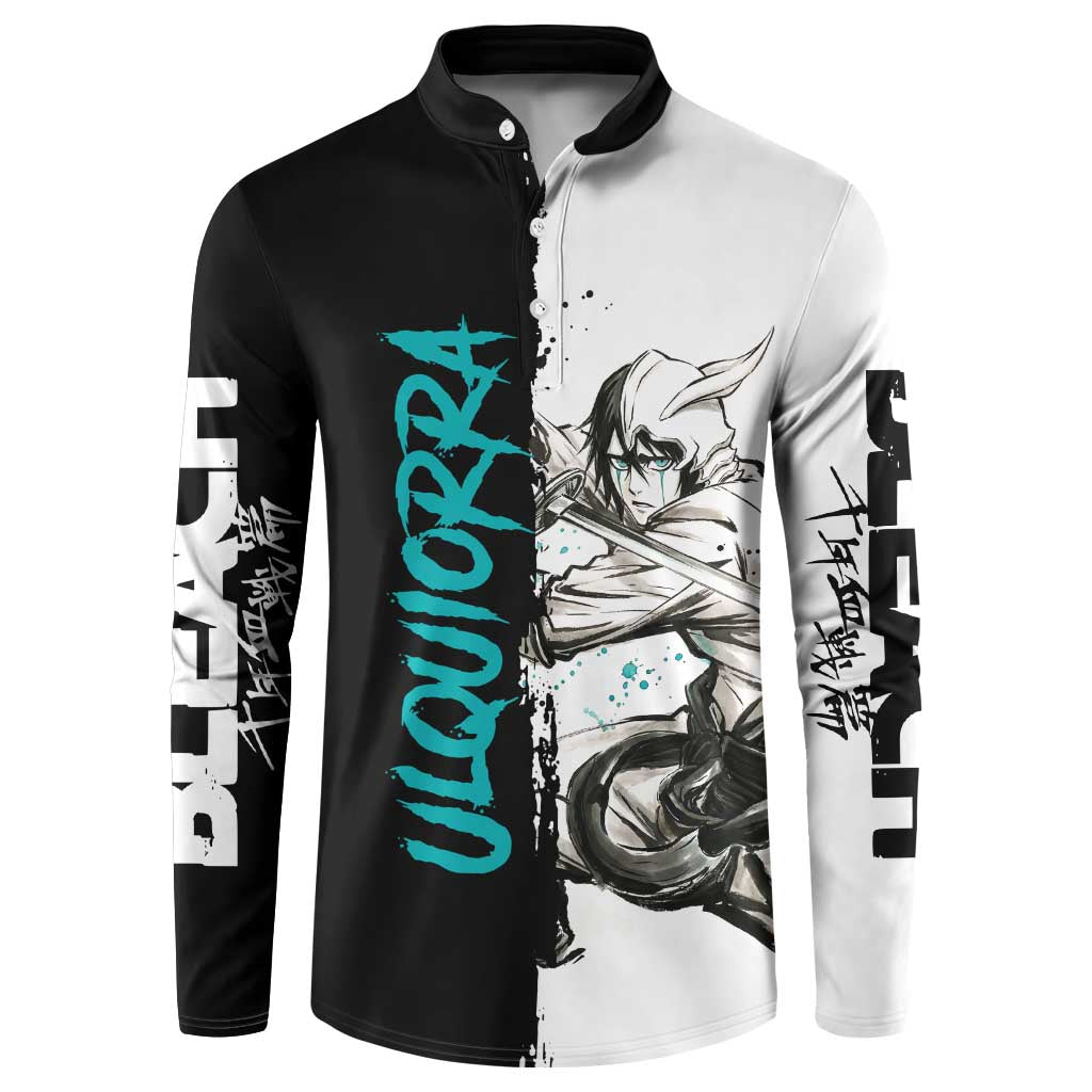 Personalized Ulquiorra Cifer Button Sweatshirt Ink Splash Anime Brush Style