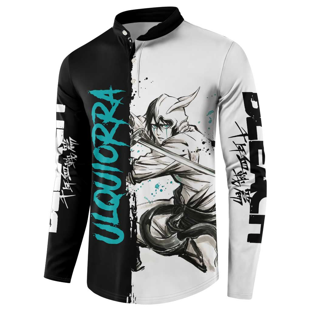 Personalized Ulquiorra Cifer Button Sweatshirt Ink Splash Anime Brush Style
