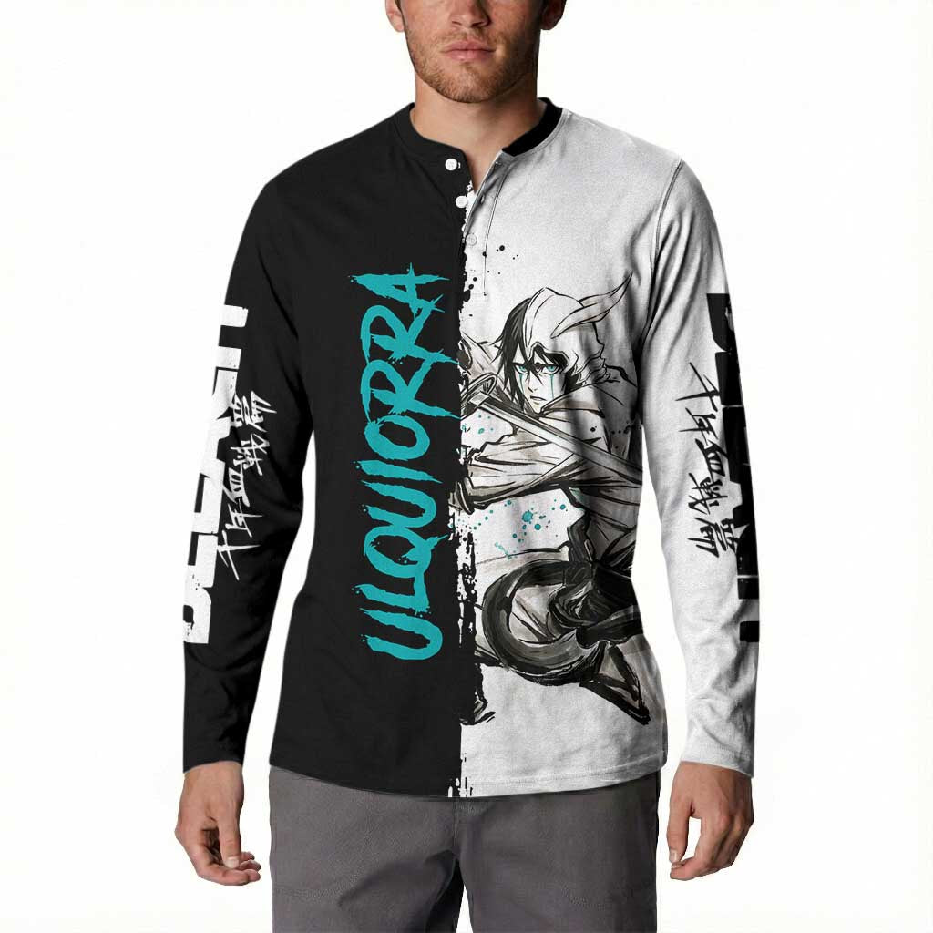 Personalized Ulquiorra Cifer Button Sweatshirt Ink Splash Anime Brush Style